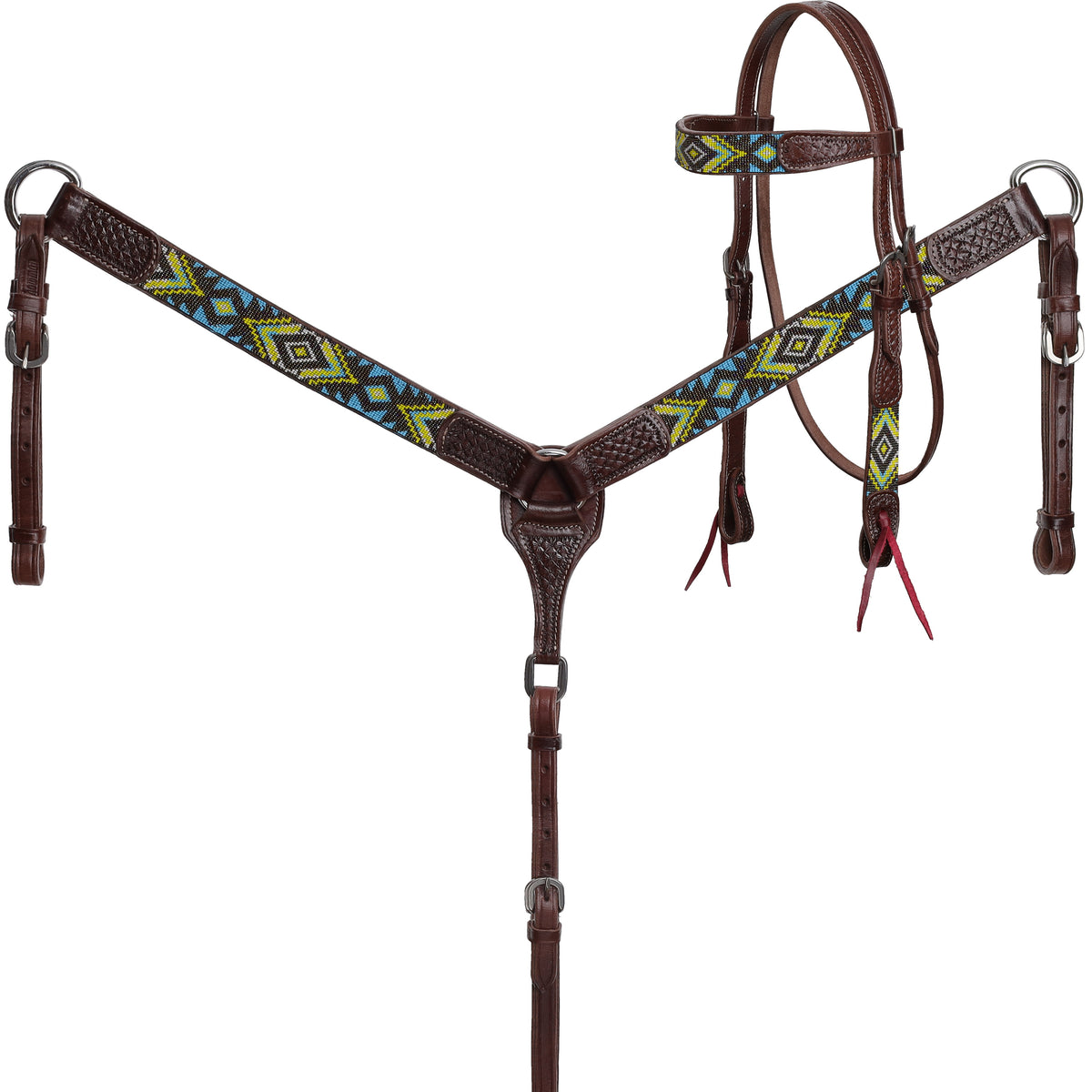 Showman Voltage Beaded Browband Headstall and Breastcollar Set