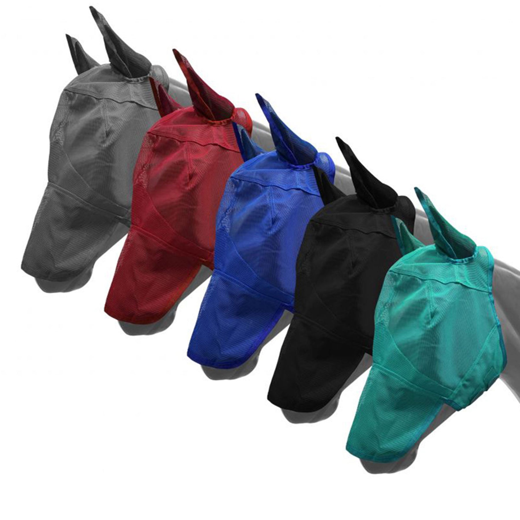 Showman Long Nose Mesh Rip Resistant Pony Size Fly Mask with Ears and Velcro Closure