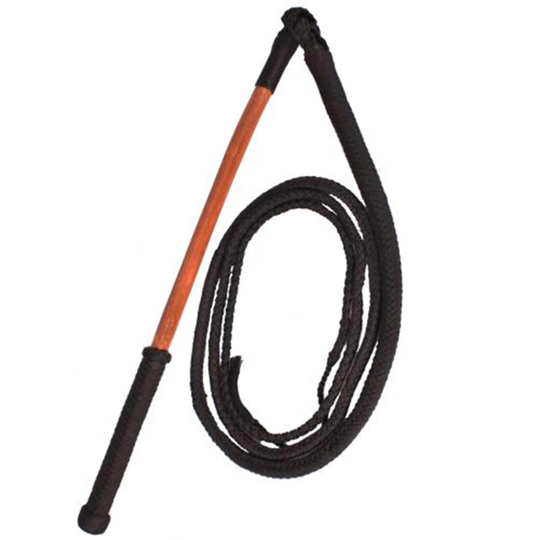 8ft Braided Nylon Bull Whip with Wooden Handle