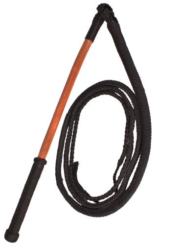 10ft Braided Nylon Bull Whip with Wooden Handle