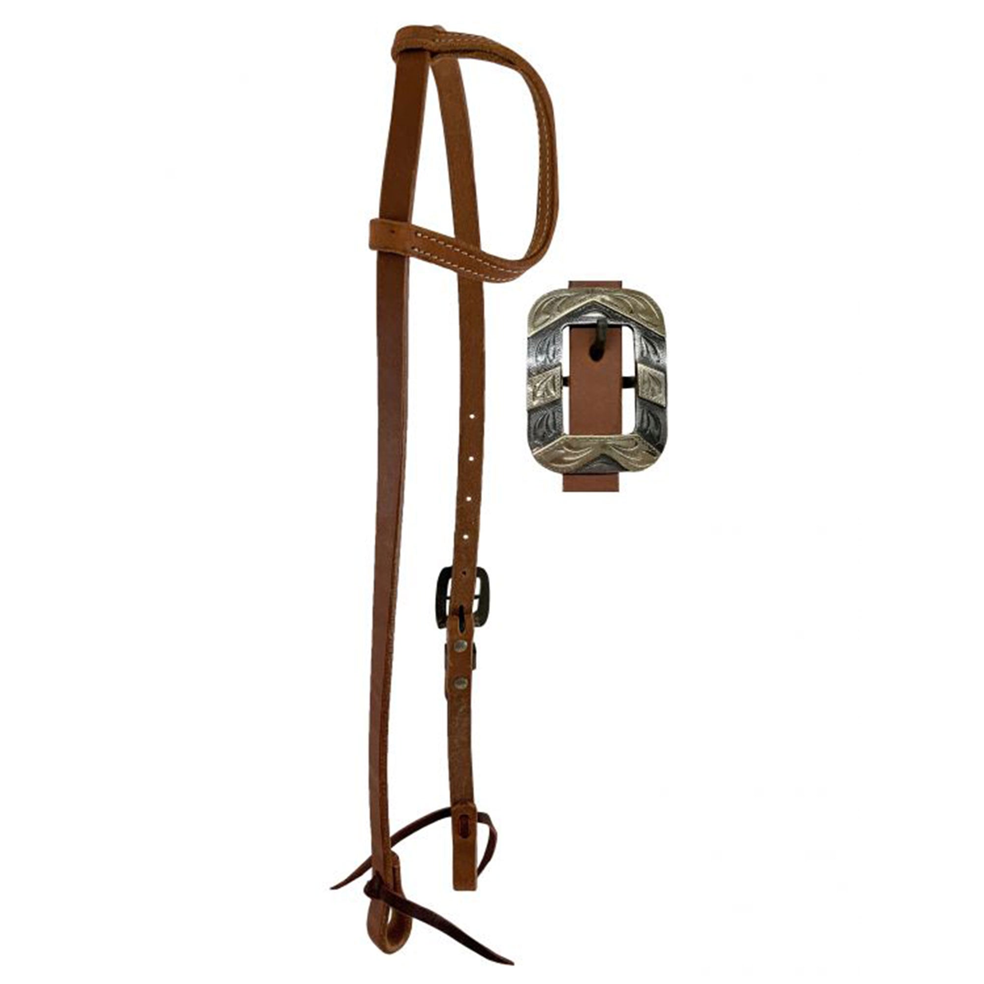 Showman Argentina Cow Leather One Ear Headstall with Silver Engraved Overlayed Buckle