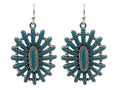 Western Oval Dangle Earrings with Turquoise Starburst Stone