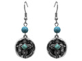 Silver Cross Earrings with Turquoise accents