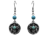 Silver Cross Earrings with Turquoise accents