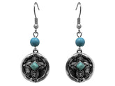 Silver Cross Earrings with Turquoise accents