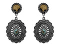 Western Style Concho Cheetah Post Statement Earrings