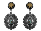 Western Style Concho Cheetah Post Statement Earrings