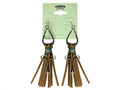 Teardrop silver earrings with hook back, with leather fringe and cross dangle accent charm