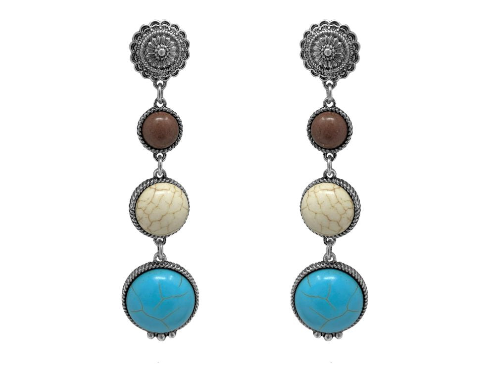 Western Style Semi-precious Stone Drop Post Earrings