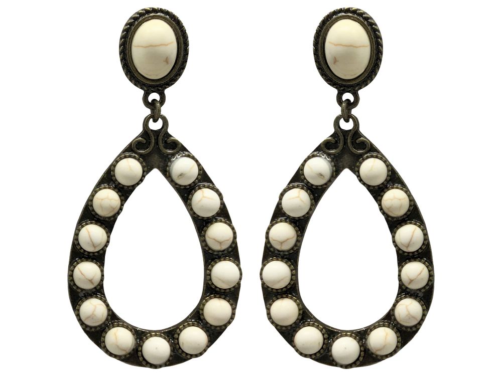 ATTITUDE White Gem Teardrop Shaped Earrings