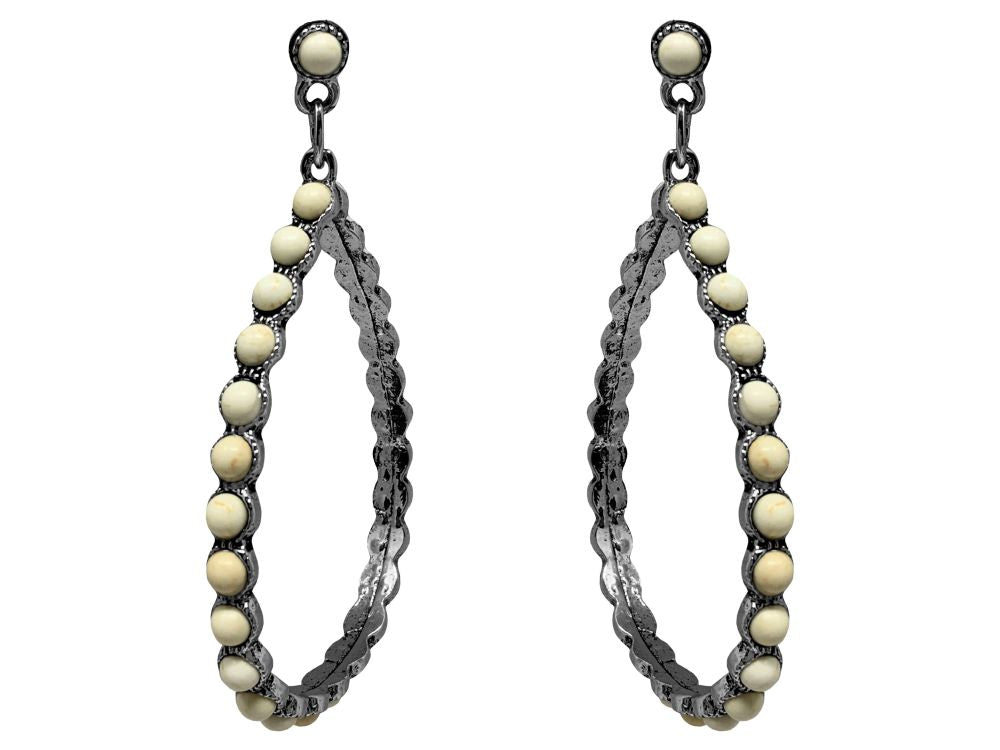 ATTITUDE Teardrop shaped Earrings with white stone accents