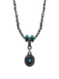 Turquoise Stone Teardrop Choker Style Necklace