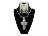 Turquoise cross earring and cross necklace set