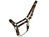 Premium nylon adjustable horse halter - Orange Aztec print