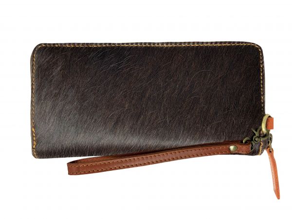 Showman Brown Hair on Cowhide Clutch Wristlet