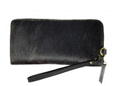 Showman Black Hair on Cowhide Clutch Wristlet