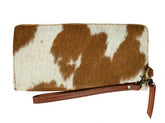 Showman Tan and White Hair on Cowhide Clutch Wristlet