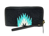 Showman 100% Wool Black Southwest Design Saddle Blanket Wallet/wristlet