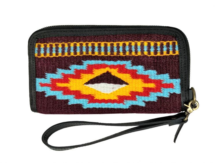 Showman 100% Wool Burgundy Southwest Design Saddle Blanket Wallet