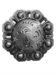 Silver engraved octagon shaped concho with screw