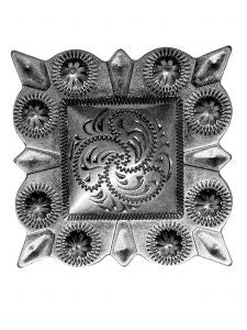 Silver engraved square replacement concho with screw