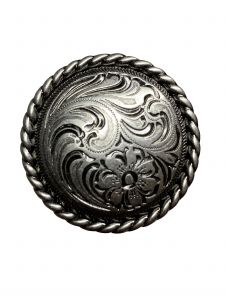 Silver engraved round concho with Screw
