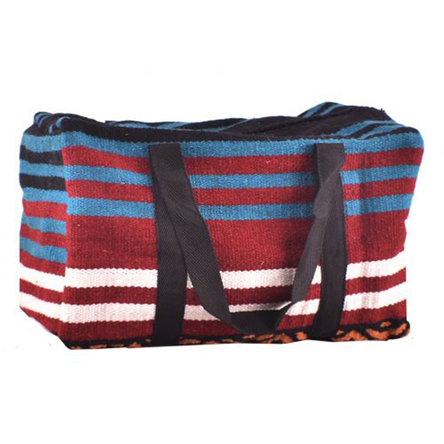 Showman Turquoise, Burgundy, and Black 100% Wool Serape Saddle Blanket Duffel Bag