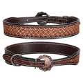Showman Couture Waffle Leather Dog Collar