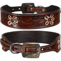 Showman Painted Poppy Leather Dog Collar