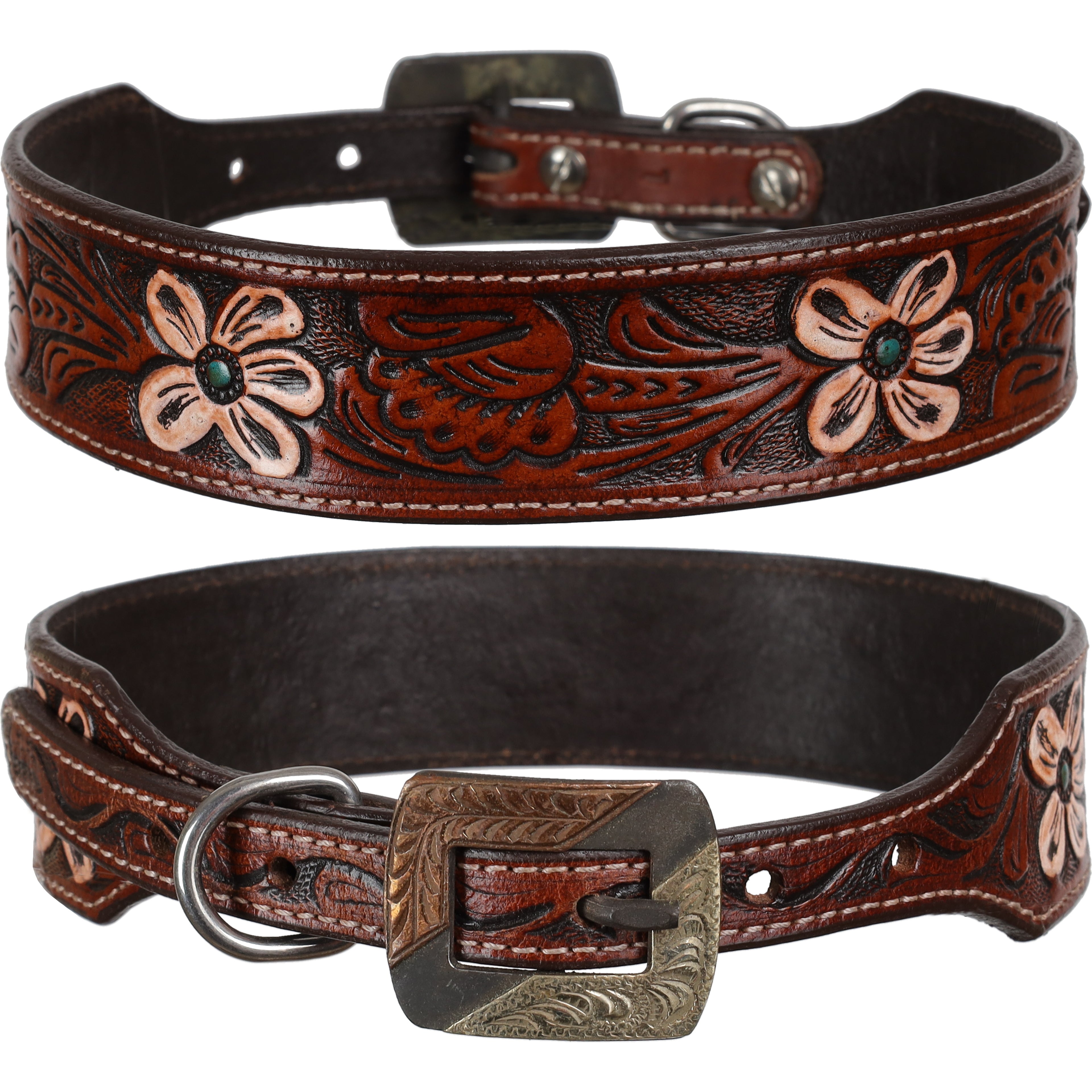 Showman Painted Poppy Leather Dog Collar