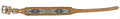 Showman Couture Genuine leather dog collar with beaded inlay - teal, white, and burgundy