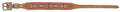 Showman Couture Genuine leather dog collar with beaded inlay - pink whipstitching