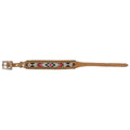 Showman Couture Beaded Leather Dog Collar - Red, White, and Black