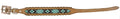 Showman Couture Genuine leather dog collar with beaded inlay - black, white, and teal