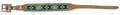 Showman Couture Genuine leather dog collar with beaded inlay - turquoise whipstitching