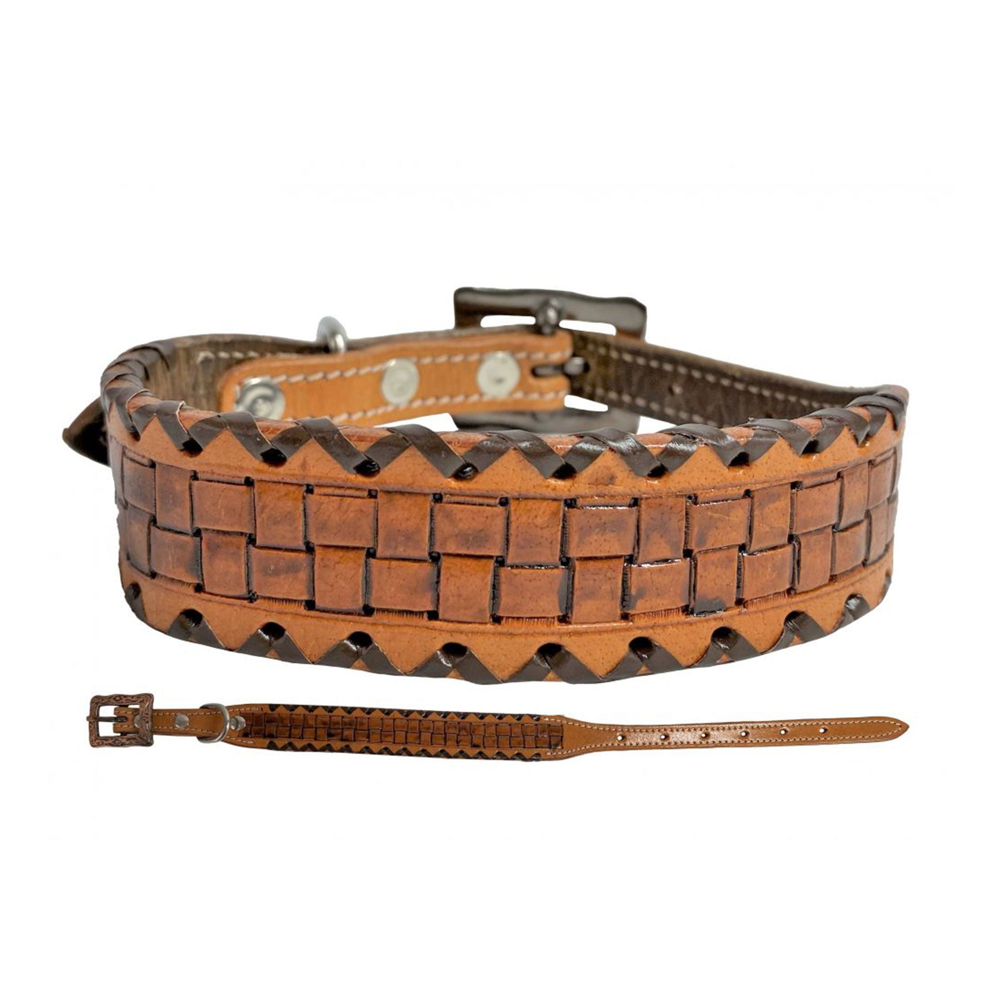 Showman Couture Basketweave Leather Dog Collar
