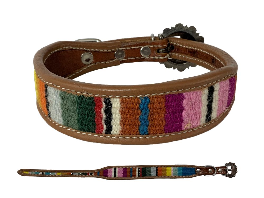 Showman Couture Wool Serape Saddle Blanket Medium Leather Dog Collar