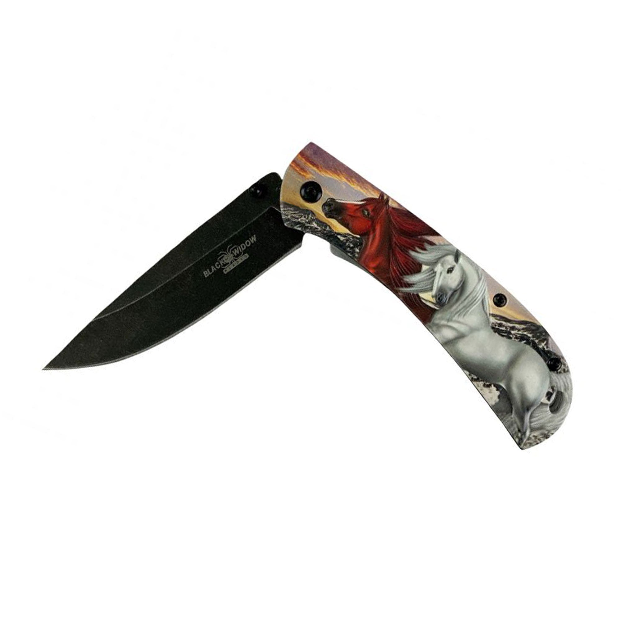 8" Horse Printed Tactical Knife with Clip