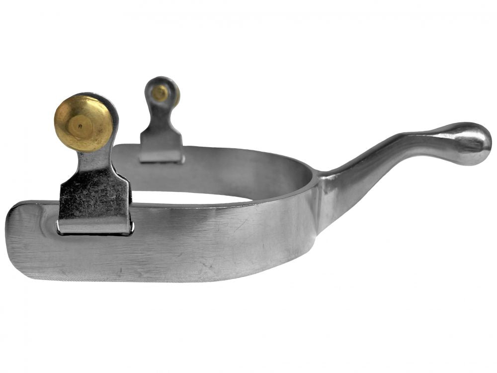 Showman Stainless Steel Humane Spurs with Brass Buttons