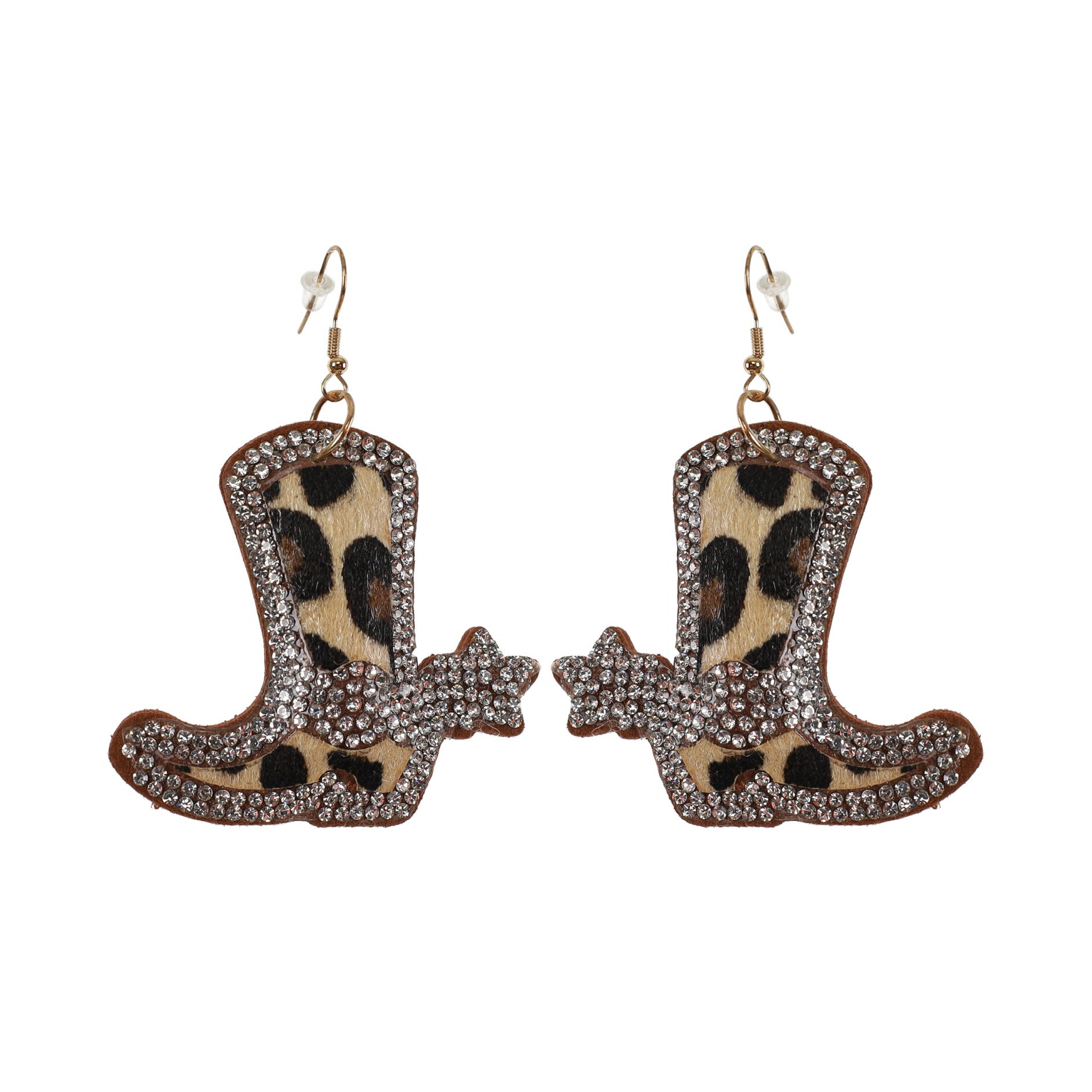 Bling Rhinestone Earring - Cheetah Boots