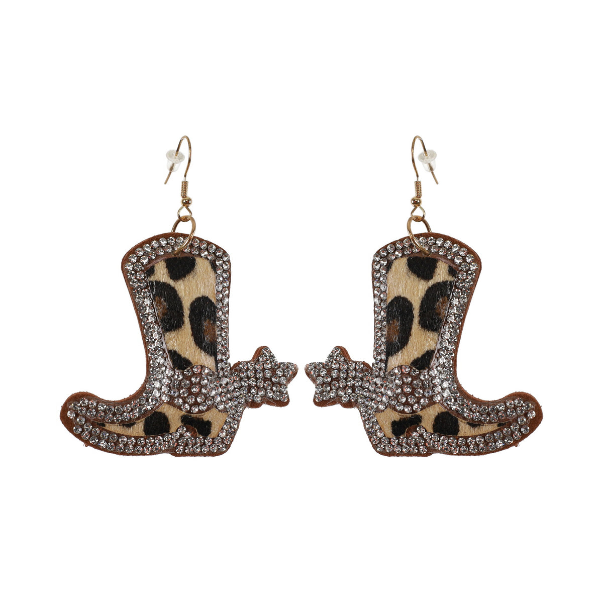 Bling Rhinestone Earring - Cheetah Boots