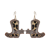 Bling Rhinestone Earring - Cheetah Boots