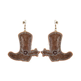 Bling Rhinestone Earring - Gold Boots