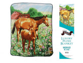 Showman Couture Luxury plush blanket with standing mare and foal print