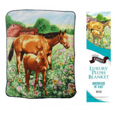 Showman Couture Luxury plush blanket with standing mare and foal print