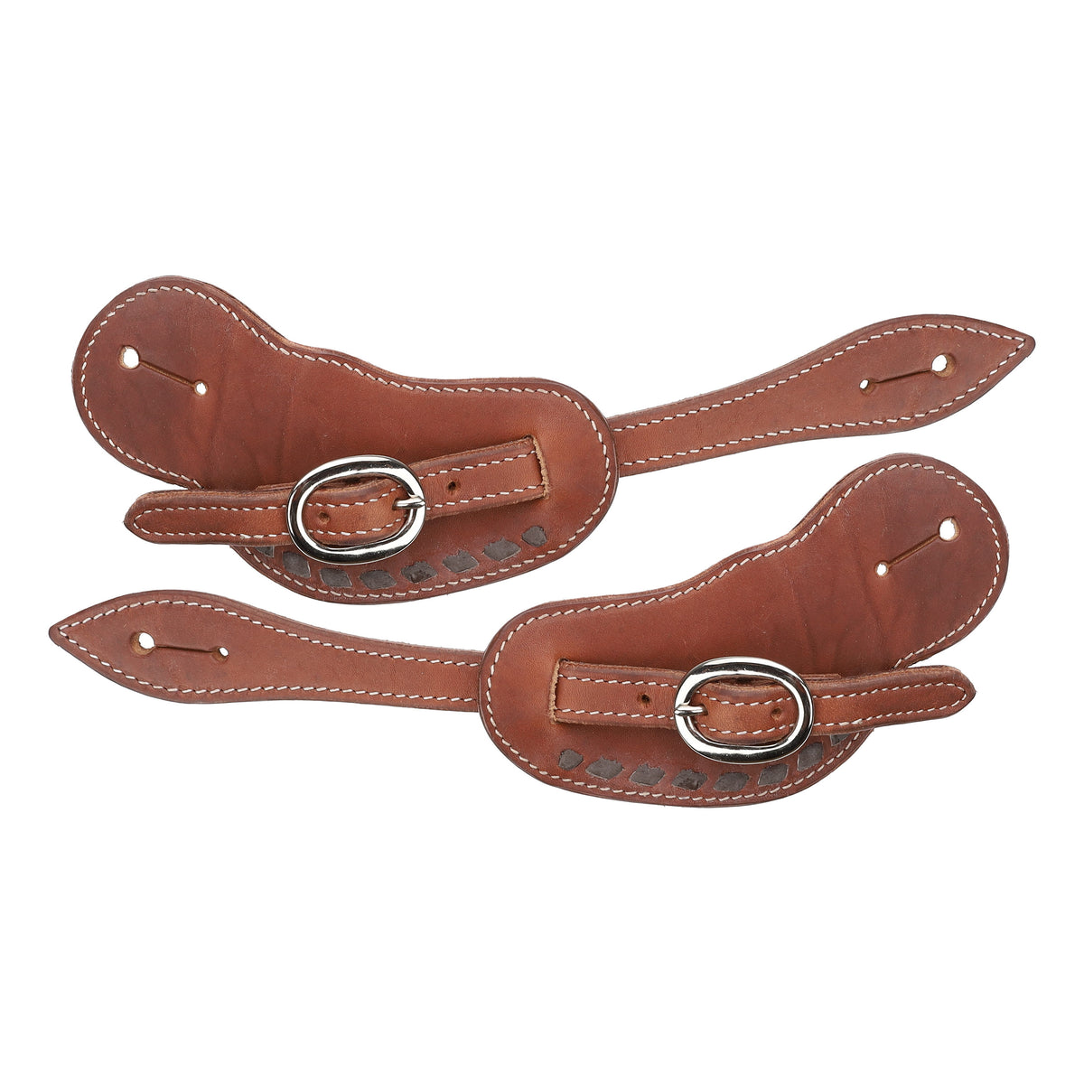 Showman Men's Argentina Cow Leather Black Stitch Spur Strap