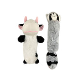 Cow/Racoon Plush Dog Toy with squeaker and water bottle inside