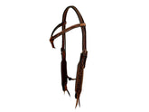 Showman Medium Two Toned Brown Argentina headstall with Floral Tooling and copper dots