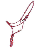 Horse size Red/White / Blue cowboy knot halter with matching removeable lead