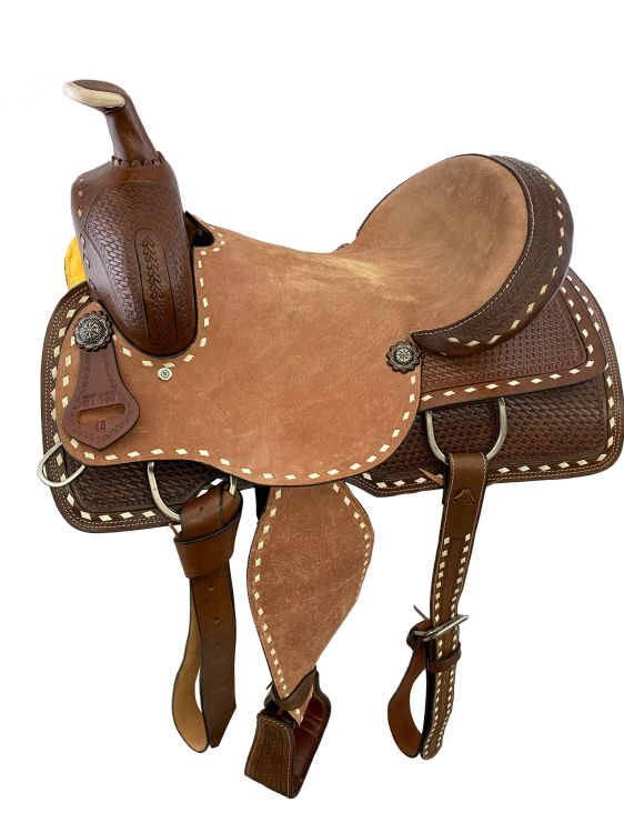 16" Roper Style saddle with rough out leather hard seat